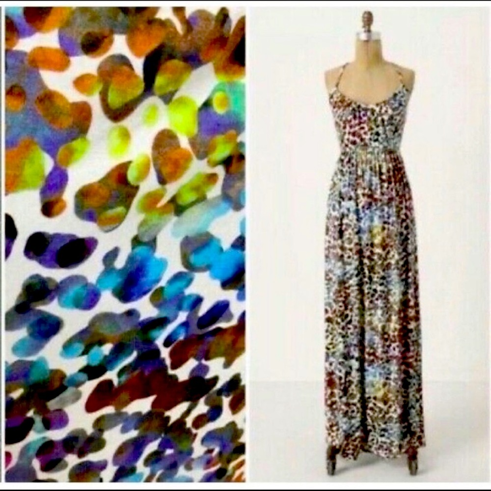 DELETTA by Anthropologie Watercolor Dress sz L